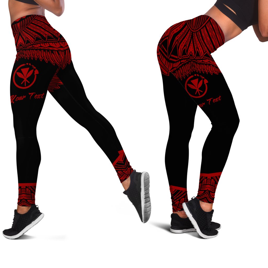 Hawaii Polynesian Women's Custom Personalised Leggings - Hawaii Pride Red Version