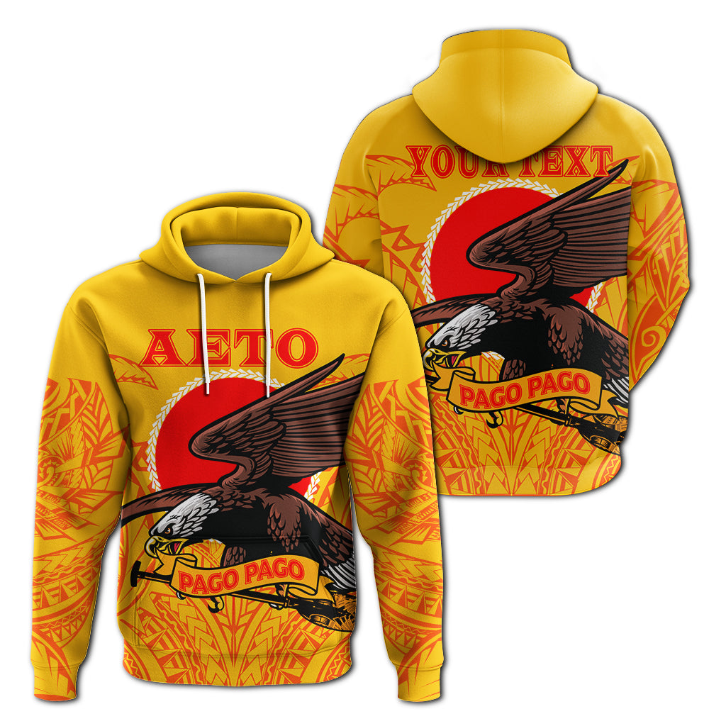 Custom Text American Samoa Hoodie Personalised Aeto Pago Pago Eagle Yellow Zip Up Hoodie