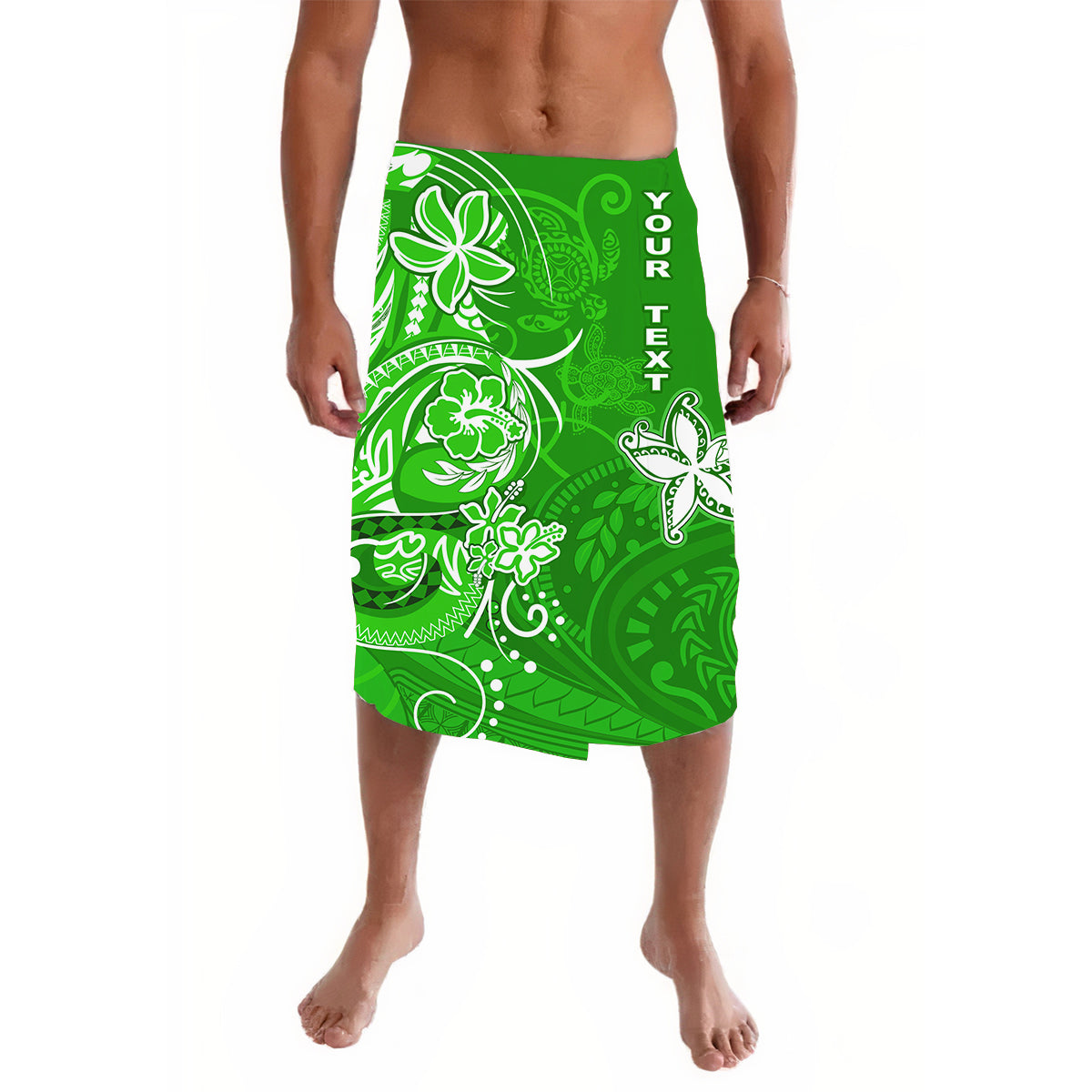 (Custom Personalised) Lavalava Polynesia Green Sea Turtle Honu and Map