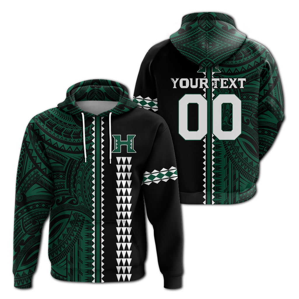 Custom Text Hawaii Kakau Warrior Football Hoodie -