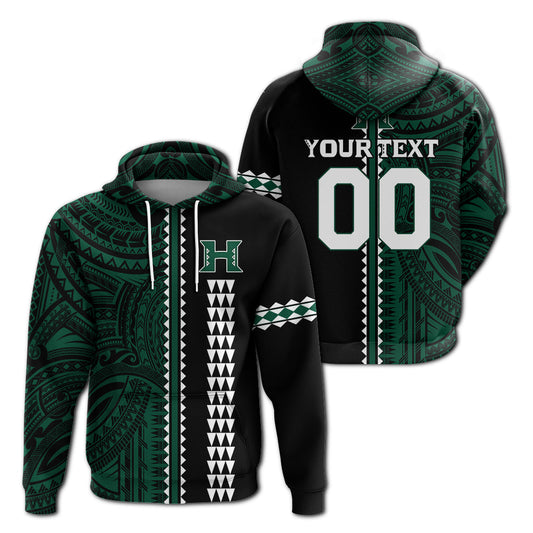 Custom Text Hawaii Kakau Warrior Football Hoodie -