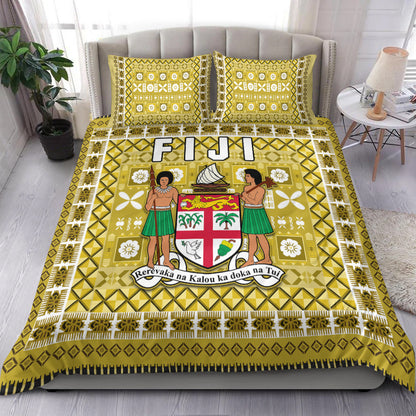 Fiji Bedding Set Pattern Fijian Tapa Pattern Yellow