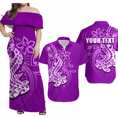 Custom Name Hammerhead shark Hawaiian Matching Clothes For Couples Combo Hawaii Floral Dress And Shirt Polynesian Style