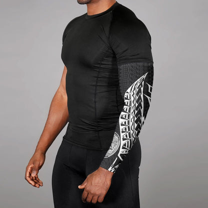 American Samoa Arm Sleeve Polynesian Pattern Black (Set of 2)
