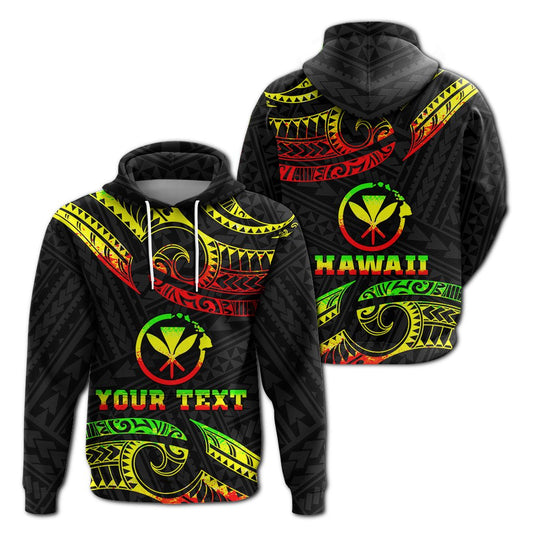 Custom Text Hawaii Hoodie Tribal Pattern Reggae -