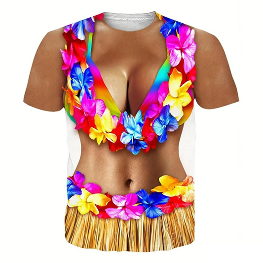 Funny HawaiI Shirt Hawaii Flower Necklace T Shirt For Women