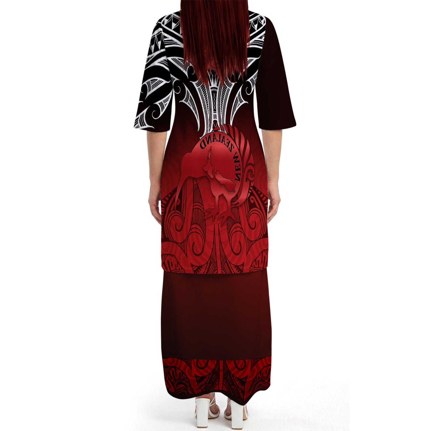 New Zealand Matching Outfit For Couple NZ Kiwi Bird Red Puletasi Dress And Hawaiian Shirt For Her Him