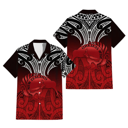 New Zealand Matching Outfit For Couple NZ Kiwi Bird Red Puletasi Dress And Hawaiian Shirt For Her Him