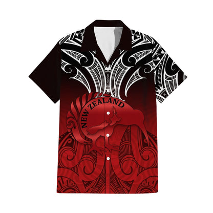 New Zealand Matching Outfit For Couple NZ Kiwi Bird Red Puletasi Dress And Hawaiian Shirt For Her Him