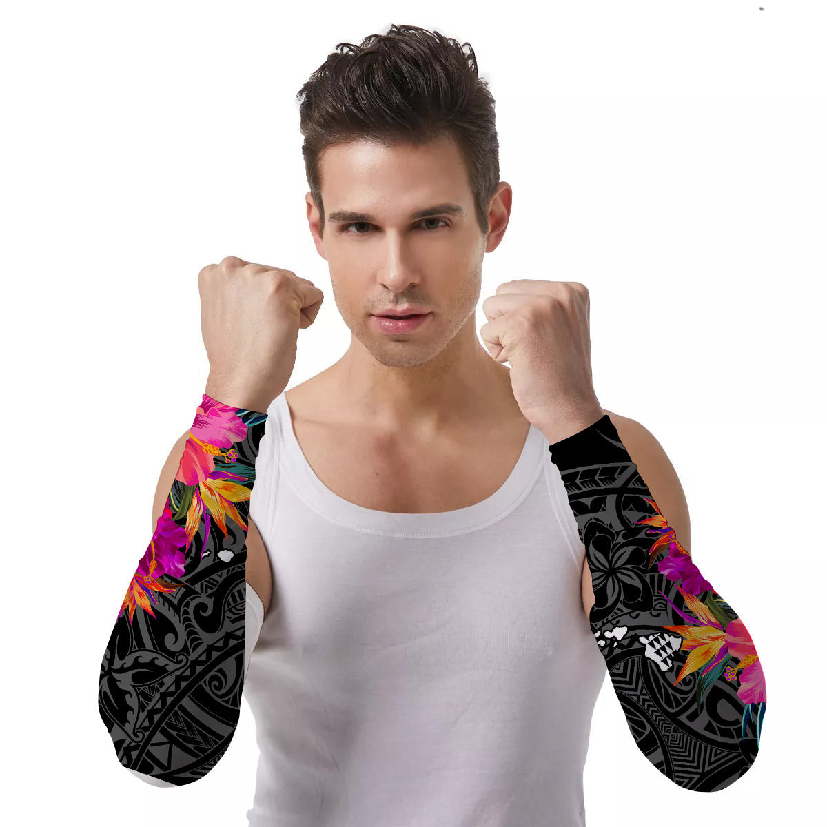 Arm Sleeves (Set of Two) Hawai Map and Flowers