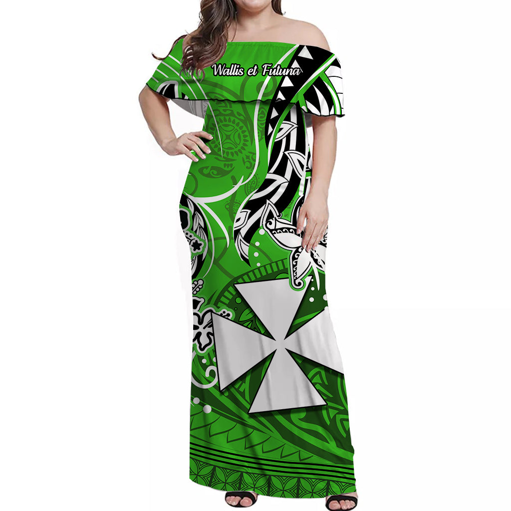 Wallis et Futuna Off Shoulder Long Dress Be Unique Green