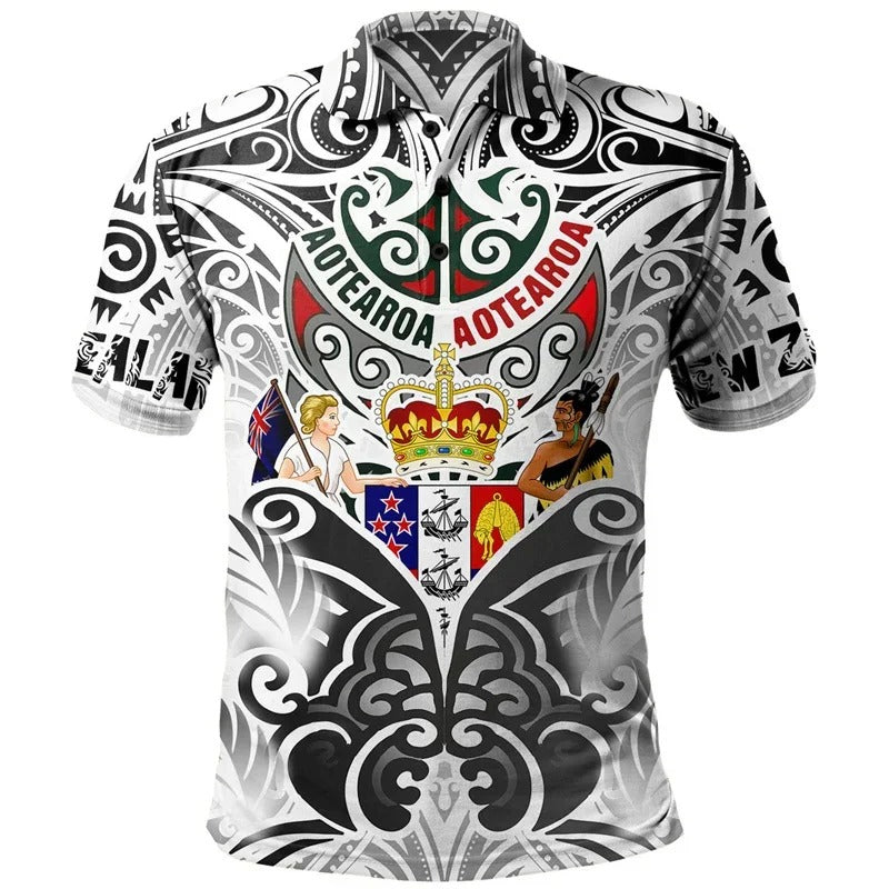 New Zealand Polo Shirt NZ Coat Of Arms Printed Shirt