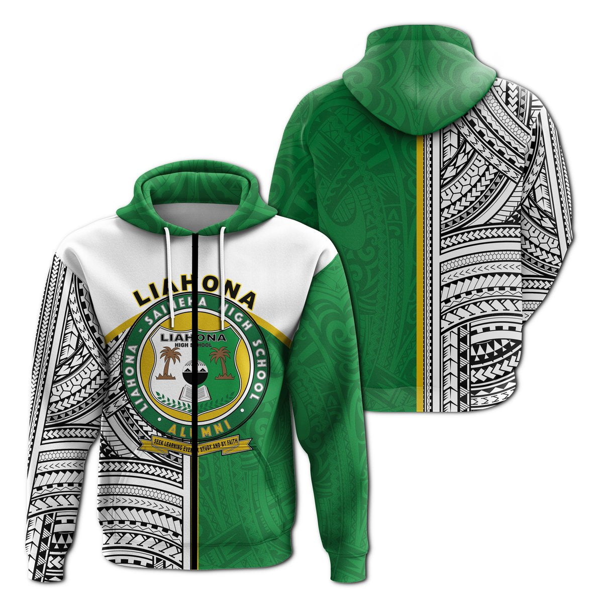 Liahona High School Zip up Hoodie Polynesian Patterns
