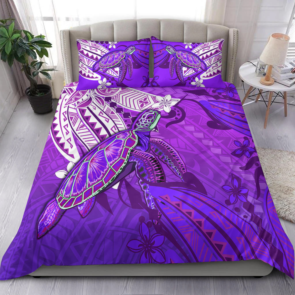 Hawaiian Islands Bedding Set Turtle Mix Hawaii Polynesian Purple