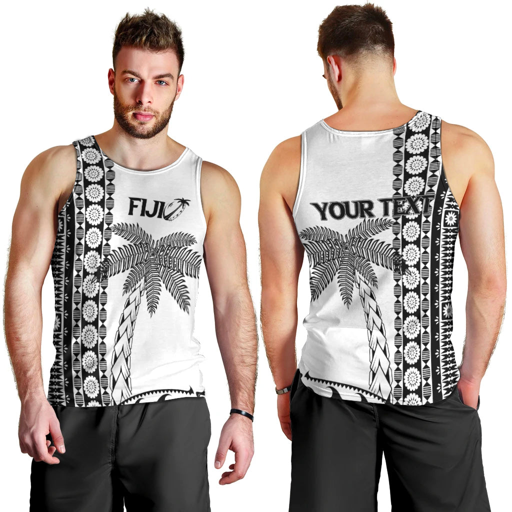Custom Personalised Fiji Rugby Men's Tank Top Coconut Tree With Tapa Pattern