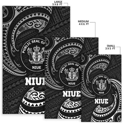 Niue Polynesian Area Rug White Tribal Wave