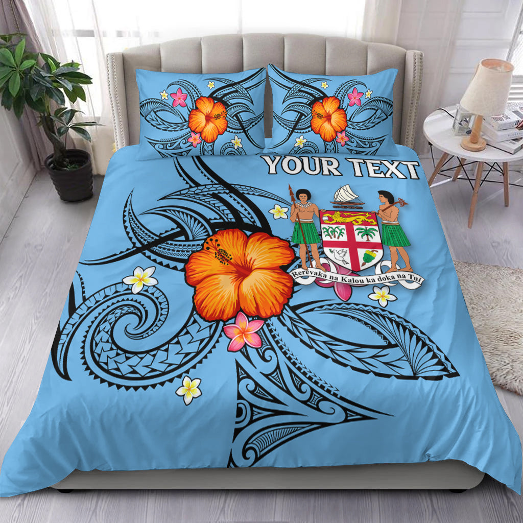 (Custom Personalised) Fiji Bedding Set Hibiscus With Tribal