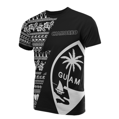 Guam All Over T Shirt Guam Coat Of Arms Chamorro Pattern Black Style