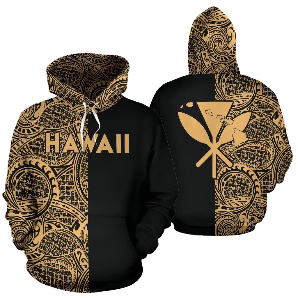 Hawaii Kanaka Polynesian Hoodie The Half Gold Style Hoodie