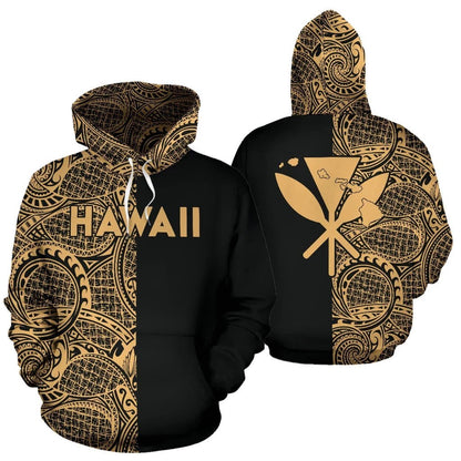 Hawaii Kanaka Polynesian Hoodie The Half Gold Style Hoodie