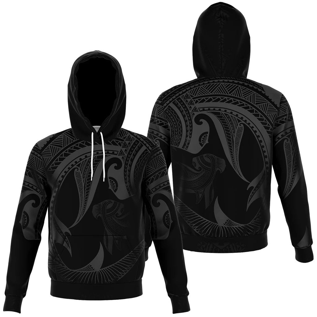 Hawaii Hoodie Polynesian Hammerhead Shark Gray