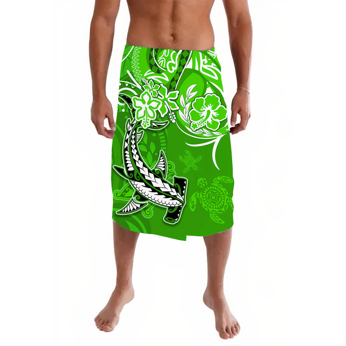 Hawaii Lavalava Polynesia Green Sea Turtle Honu and Hammerhead Shark