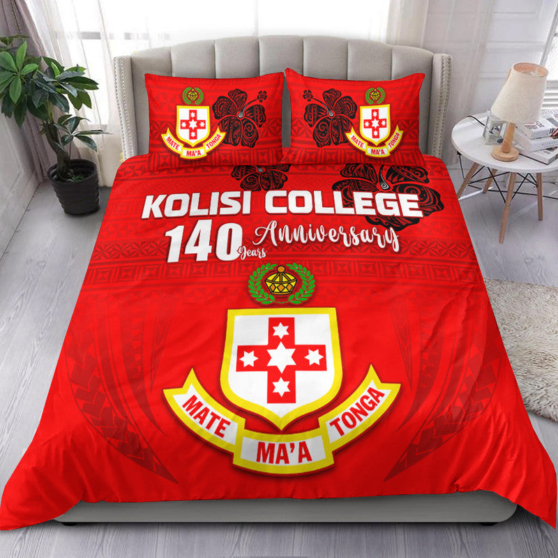 Kolisi Tonga College Atele Bedding Set 140 Years Anniversary Tongan Ngatu