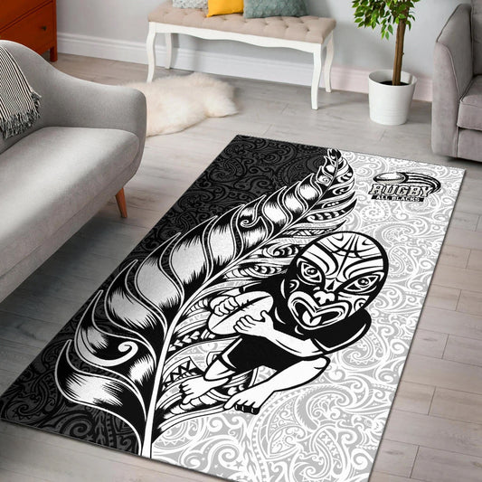 New Zealand Maori All Black Rugby Area Rug