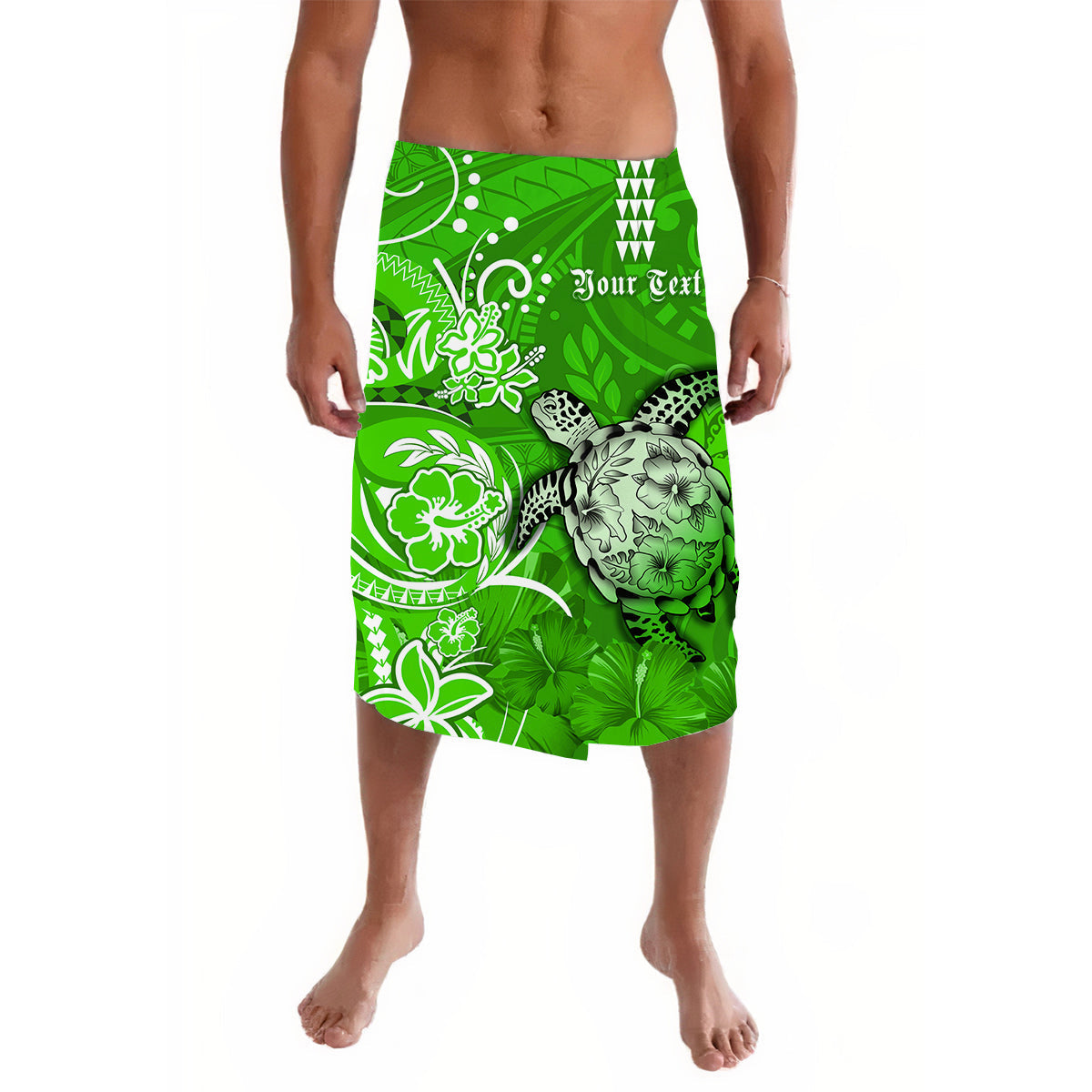 (Custom Personalised) Hawaii Lavalava Polynesia Green Sea Turtle Honu and Map