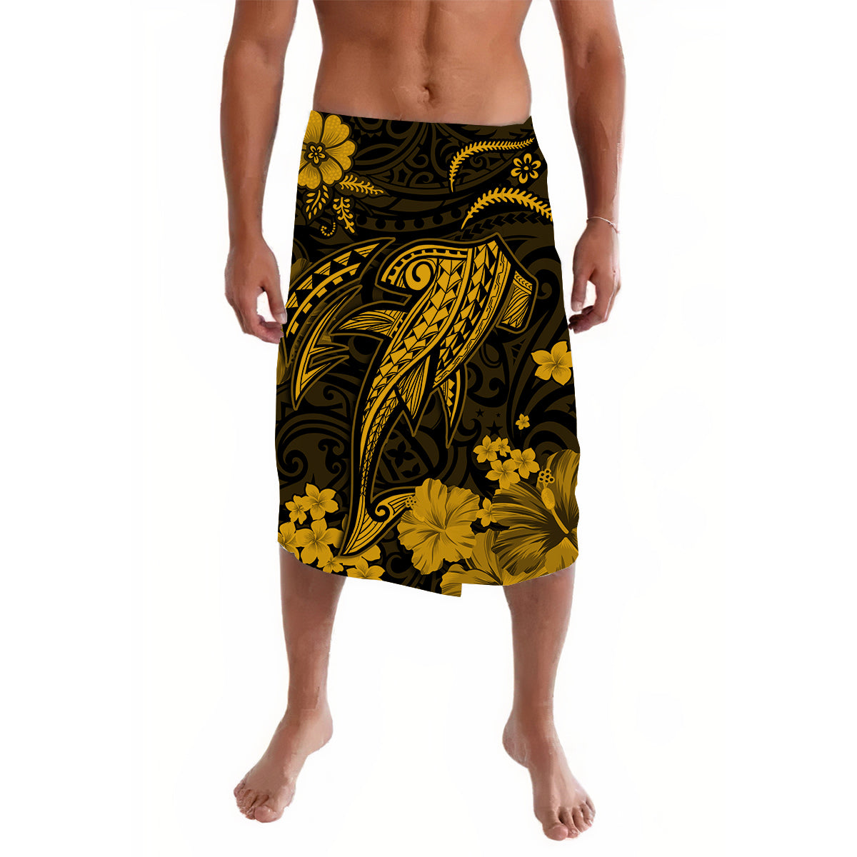 Hawaii Lavalava Polynesia Gold Shark