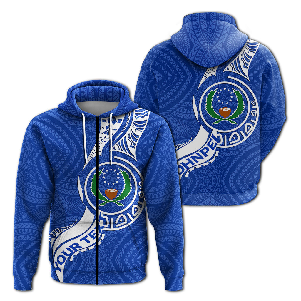 ( Personalised) Pohnpei Zip Up Hoodie Micronesia Pride Blue