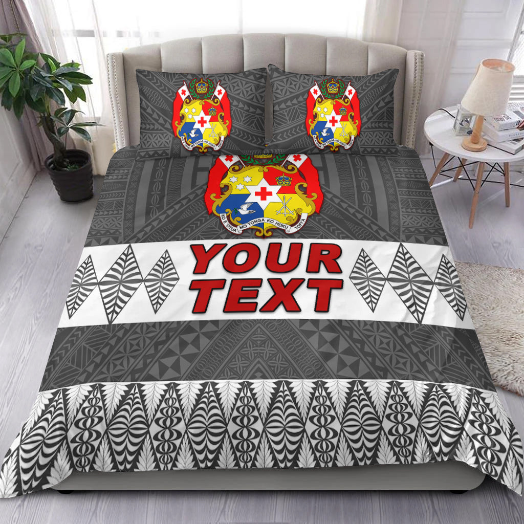 (Custom Personalised) Tonga Bedding Set Tongan Pattern Gray