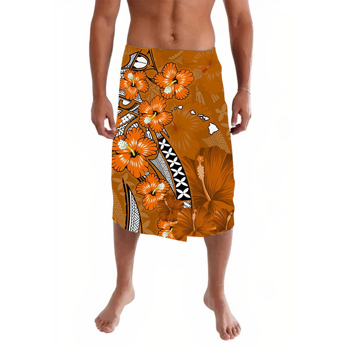 Hawaii Lavalava Polynesia Gold Hibiscus and Map Mystical