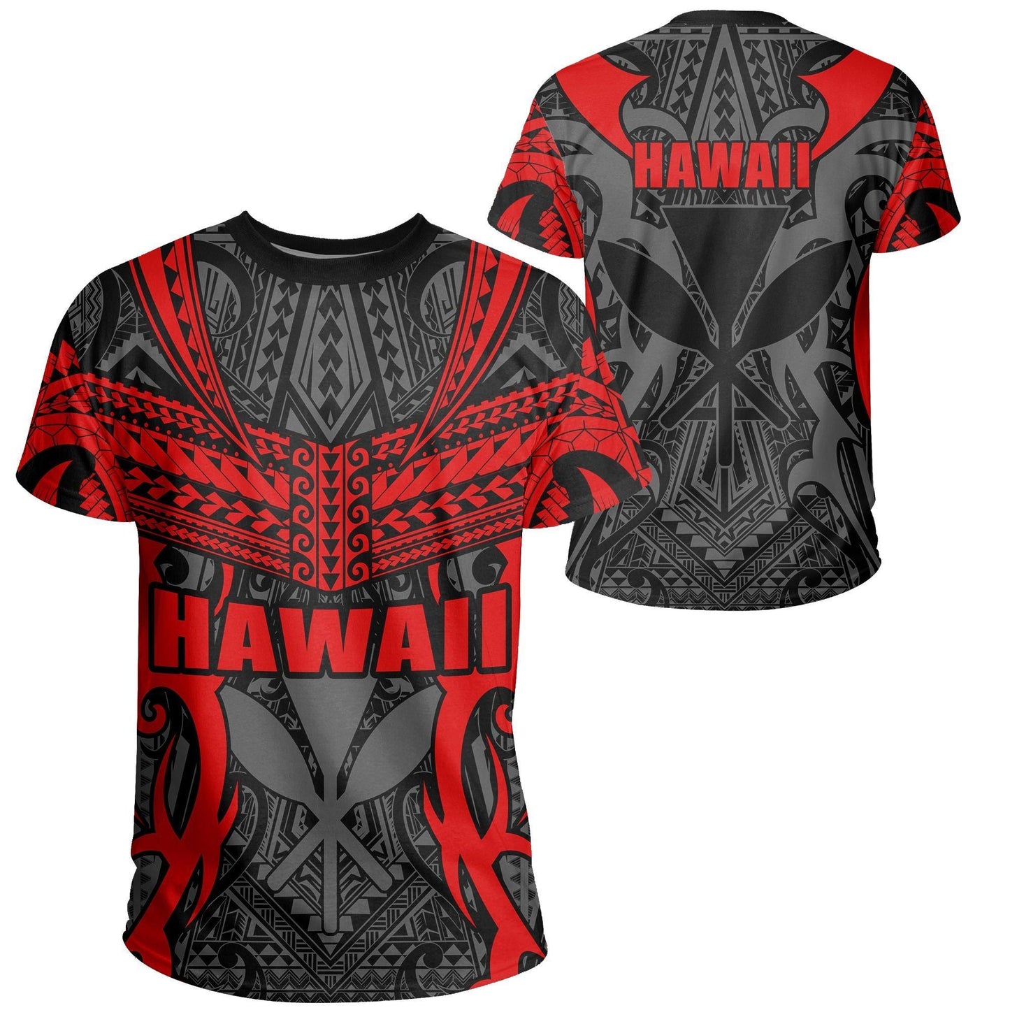 Hawaii Polynesian Tribal Kanaka Maoli T Shirt - Ah - Red - Mark Style