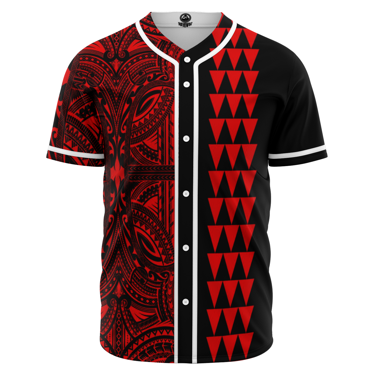 Hawaii Polynesian Kakau Baseball Jersey V.4 Freestyle Red