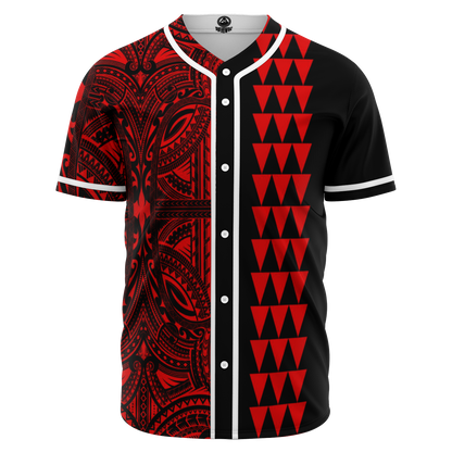 Hawaii Polynesian Kakau Baseball Jersey V.4 Freestyle Red