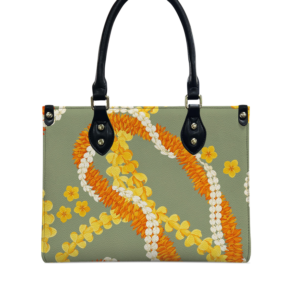 Floral Puakenikeni Hawaiian Flower Lei Leather Handbag