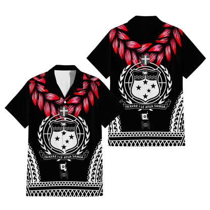 Samoa Ula Fala Necklace Couple Outfit Matching Polynesian Tribal Pattern Black Dress And Hawaiian Shirt