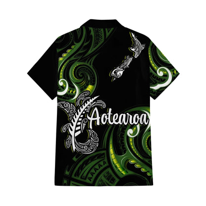 New Zealand Matching Outfit For Couple Aotearoa Silver Fern Puletasi Dress And Hawaiian Shirt For Her Him