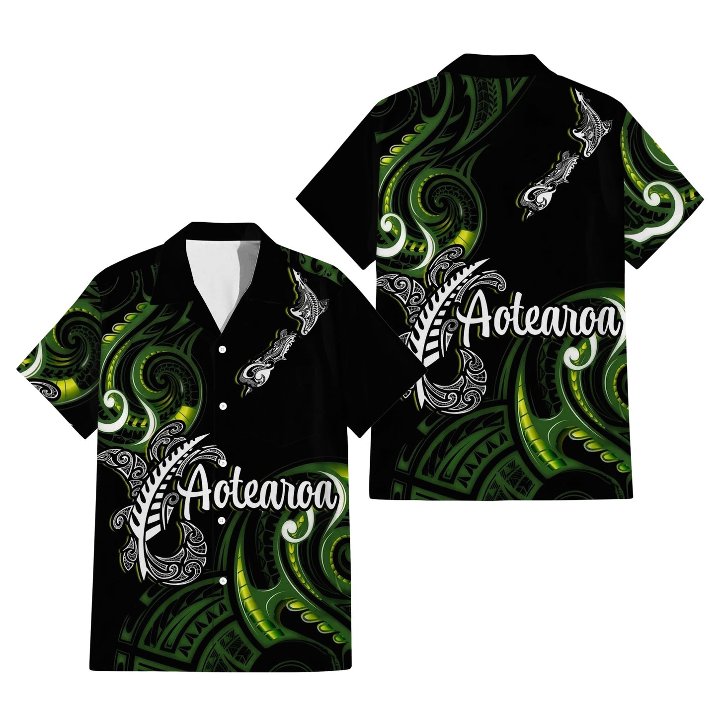 New Zealand Matching Outfit For Couple Aotearoa Silver Fern Puletasi Dress And Hawaiian Shirt For Her Him