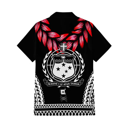 Samoa Ula Fala Necklace Couple Outfit Matching Polynesian Tribal Pattern Black Dress And Hawaiian Shirt