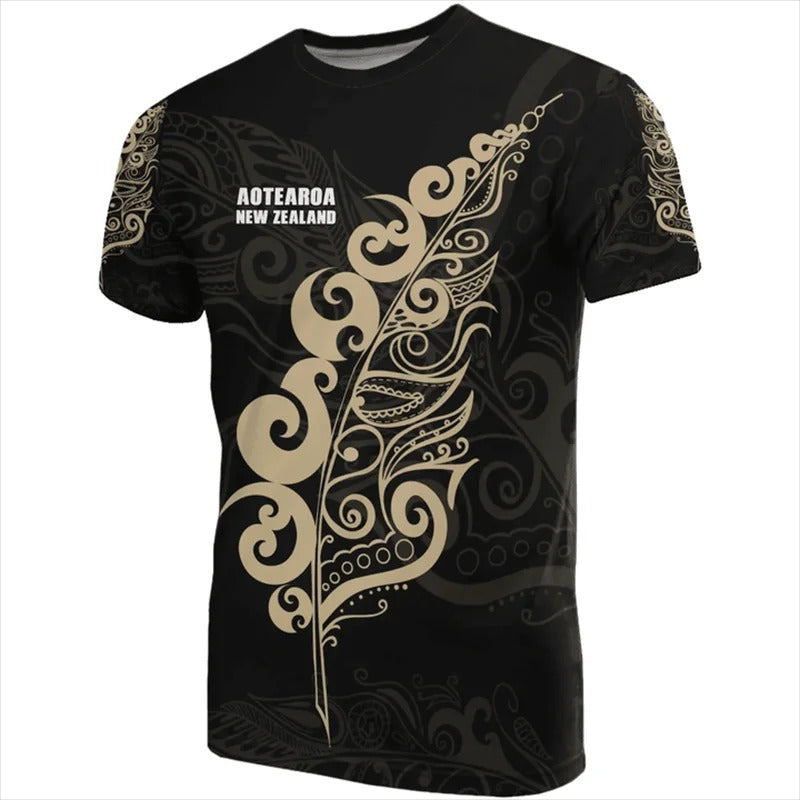 New Zealand Flag Shirt NZ Silver Fern Aotearoa Polynesian Pattern Unisex Tee Shirt