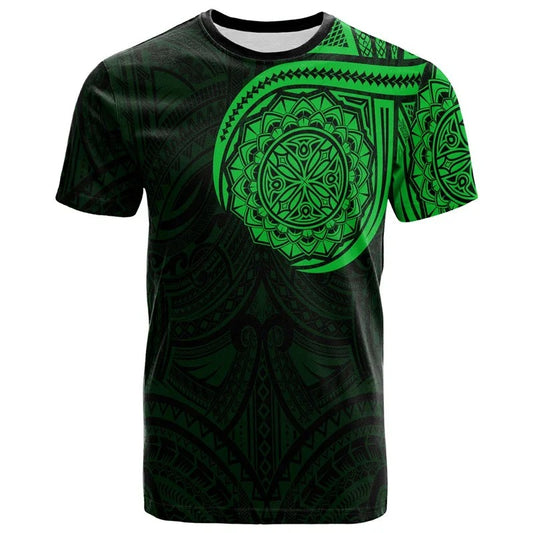 New Zealand Shirt Polynesian Maori Rugby Ball Print Green T Shirt All Over Print