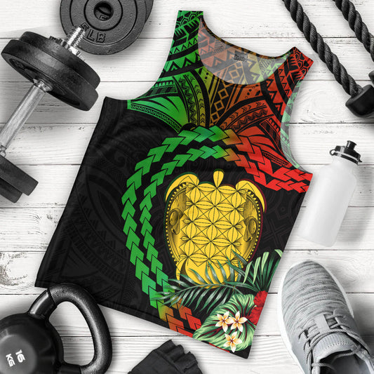 Vanuatu Heart Polynesian Men Tank Top Turtle Sand Drawings