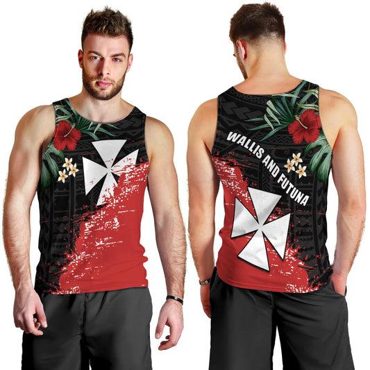 Wallis and Futuna Polynesian Men Tank Top Fantastic Flowers