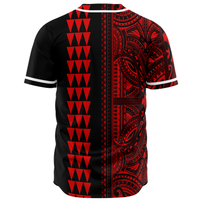 Hawaii Polynesian Kakau Baseball Jersey V.4 Freestyle Red