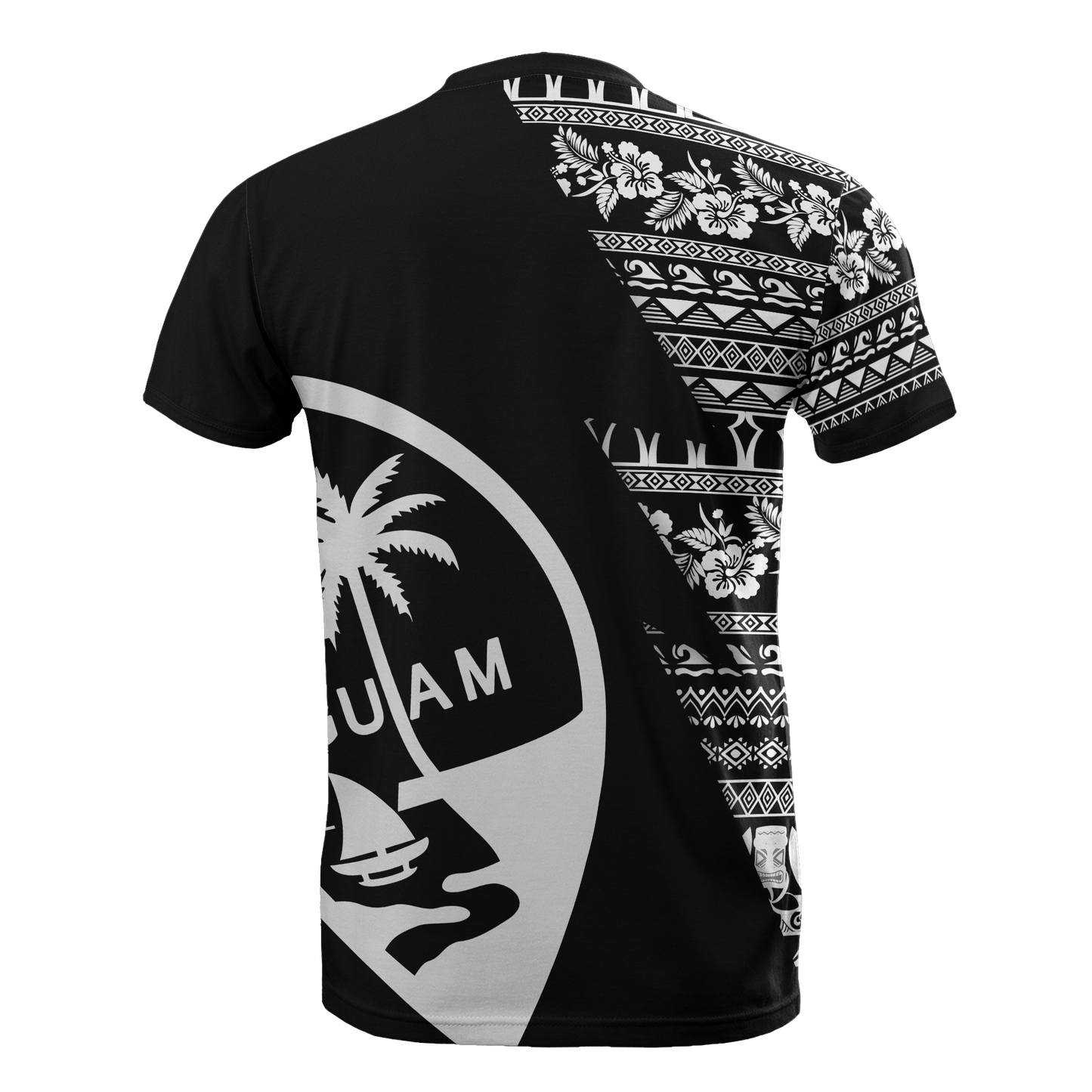Guam All Over T Shirt Guam Coat Of Arms Chamorro Pattern Black Style