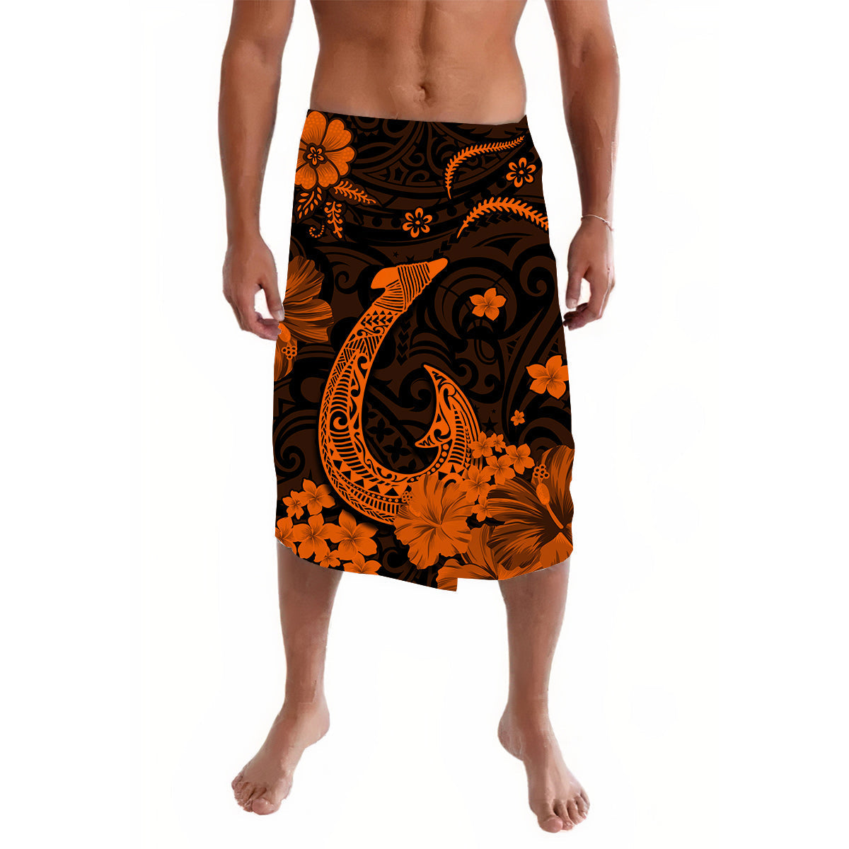 Hawaii Lavalava Polynesia Orange Fish Hook