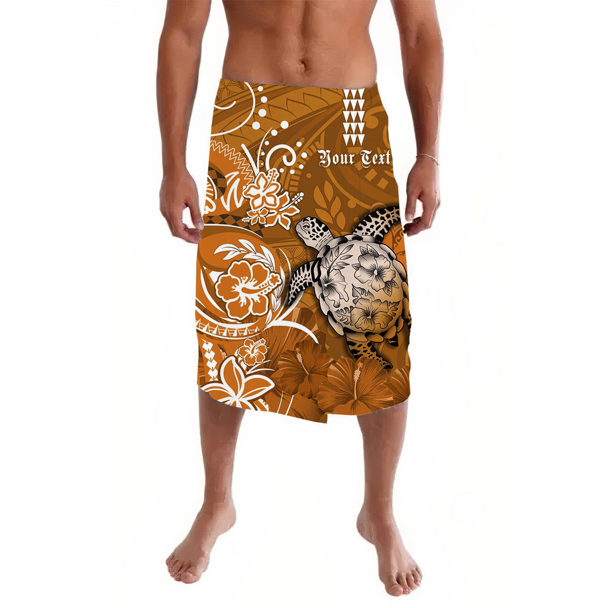 (Custom Personalised) Hawaii Lavalava Polynesia Gold Sea Turtle Honu and Map