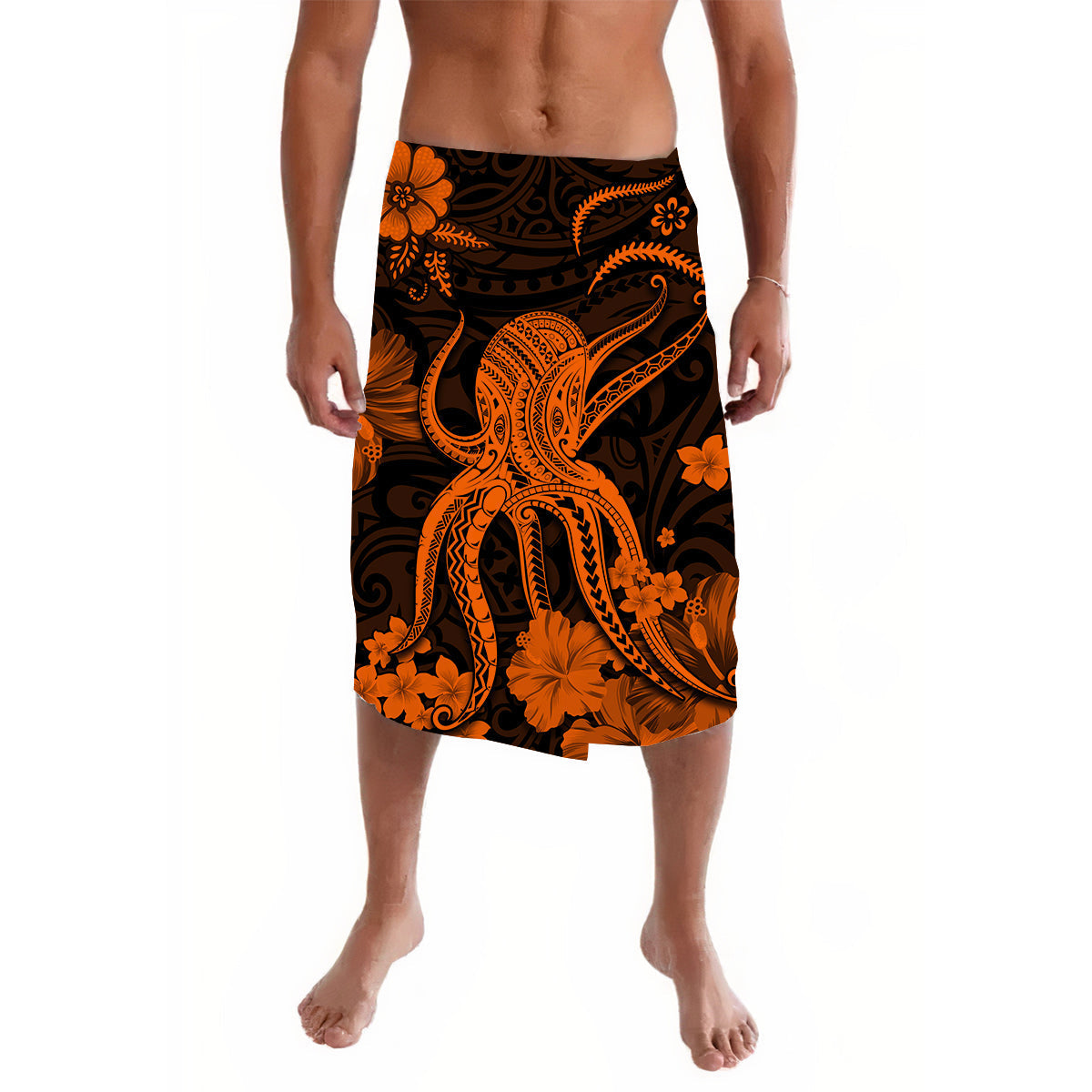 Hawaii Lavalava Polynesia Orange Octopus